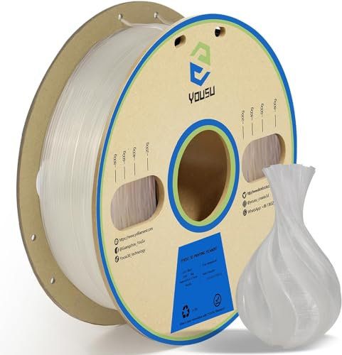 YOUSU pla filament 1.75, 3d drucker filament, 3d filament pla 1kg (2,2 lbs), pla transparent