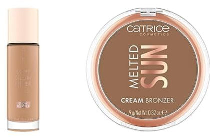 Catrice Soft Glam Filter Fluid, Basis, Nr. 030 (30ml) + Melted Sun Cream Bronzer, Nr. 030, Braun (9g) - Bundle