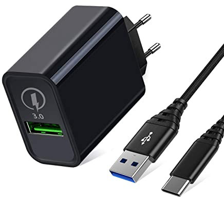 USB Ladegerät für Samsung Galaxy S20 Plus Ultra FE A53 A13 5G A21S A72 A31 A32 A42 A05S A03S A04S A02S M30 M31S M50 M53,18W Quick Charge 3.0 Netzteile Schnellladegerät Adapter/Stecker und Ladekabel
