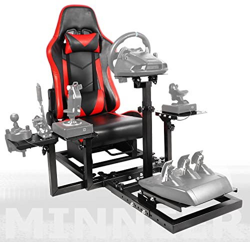 Minneer G920 Stand-Up Flight Simulator Cockpit with Gaming Seat(Red) Fit for HOTAS Warthog G Saitek,Logitech G923,T80 T150 High Comfort Racing Wheel Stand Not Included Wheel Pedal Handbrake Joystick