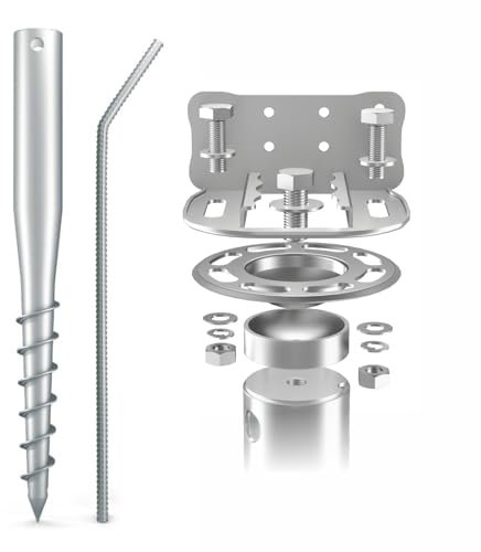 Maxerio NEU 80 cm 6er Base-Set TILT Schraubfundamente inkl. Konsole (feuerverzinkt); Ø 60 x 2; M12