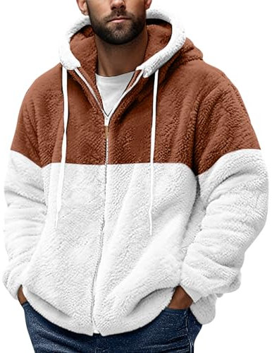 FeiBeauty Herren Strickjacken Warme Sport-Kapuzenjacke Aus Lammfell Mit Kapuze Fleece Pullover Hoodie Pelzjacke Zip