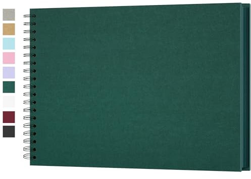 Fotoalbum zum Selbstgestalten, Scrapbook Fotobuch zum Einkleben 28 x 21 cm 40 Seiten, Archivqualität säurefrei DIY Geschenk für Baby, Familie, Jahrestag, Geburtstag, Valentinstag und Hochzeit, Grün