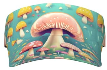 WapNo Pretty Little Mushrooms Sport-Sonnenschutz, hohl, verstellbarer Sonnenhut, atmungsaktiv, Sommer, Wandern, Outdoor, Schwarz, Schwarz , Einheitsgröße