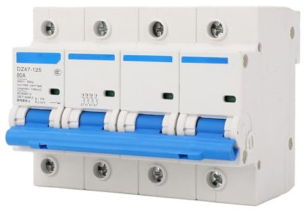SEAFRONT Disyuntor de 4 Polos 80A 400V, Interruptor de Desconexión, Disyuntor de Montaje en Riel, Retardante de Llama de PC para Protección de Energía en el Hogar