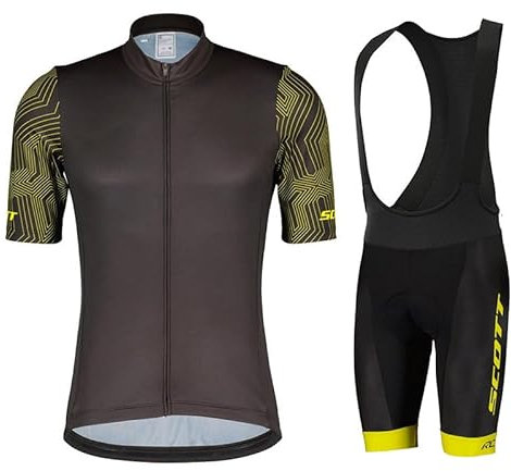 beyleaycau Herren Kurzarm Fahrradtrikot Sets Sommer Schnelltrocken Atmungsaktive Fahrradshirt und Trägershorts Maßgeschneiderte Pro-Team Fahrradausrüstung Gelb L