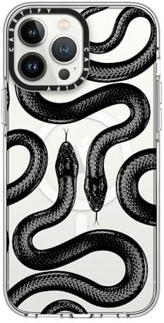 CASETiFY Clear iPhone 13 Pro Max Case [Not Yellowing / 6.6ft Drop Pro Maxtection/Compatible with Magsafe] - Black Kingsnake - Clear