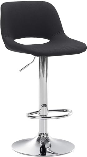 CLP Barhocker Camden I Stoff-Bezug I Drehbar, Farbe:schwarz, Material Gestell:Metall in Chromoptik