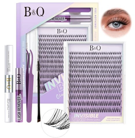 B&Q Lashes Extension Set 144PCS Unsichtbares Band Wimpernverlängerung Set 8-16MIX Unsichtbare Wimpern Extensions Set 7 tage halt Venus Style D curl Lazy Girl Wimpernextension Set(Venus 8-16mix)