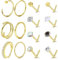 Adramata 20G Nasenpiercing Stecker 14 Karat Gold Piercing Nase Chirurgenstahl Nasenring L-förmiger Nasenstecker Nostril Piercing für Damen Herren CZ Hypoallergene Nasenpiercing Schmuck (14 Stück),GB