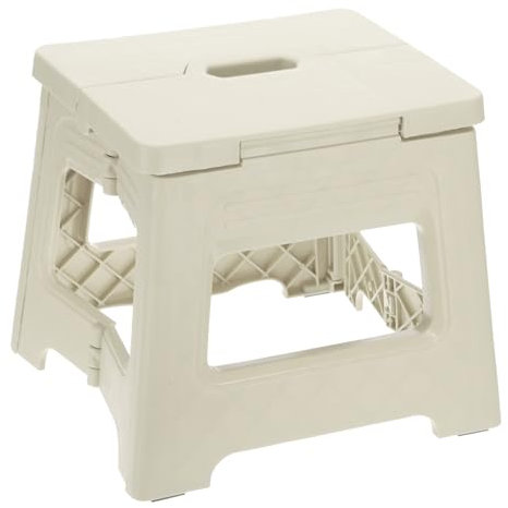 sourcing map Marchepied pliable de 20,3 cm pour adultes, capacité de 40 kg, tabouret antidérapant avec poignée, petit marchepied pliable, blanc pour salle de bain, chambre à coucher, cuisine