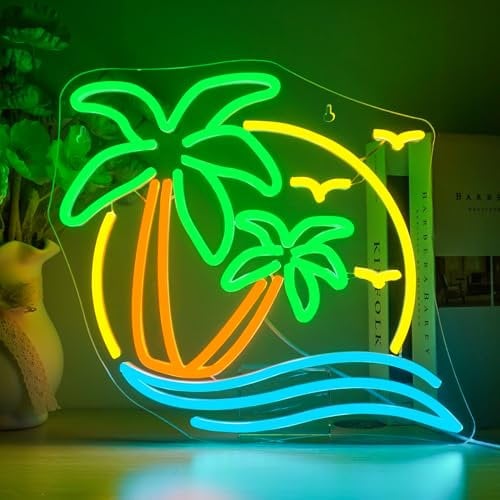 Horseneon Enseigne néon en forme de palmier en forme de cocotier - Panneau lumineux LED alimenté par USB - Pour chambre à coucher plage restaurant homme caverne bière café bistro club