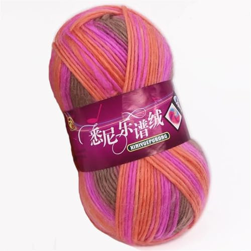5 Knäuel, insgesamt 500 g, mehrfarbiges Garn, Premium-Wolle und Bambus-Mischgewebe, mitteldickes Garn – ideal zum Stricken und Häkeln von Mützen, Schals, Schals (#8807)