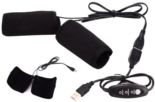 Nbbwwu Motorrad-Lenkerheizung, Motorrad-Heizgriff, 5V elektrische Griffabdeckung, USB-betriebener Handgriffwärmer, Lenkerheizgriffe mit 3-Gang-Temperatur für Fahrräder, Roller