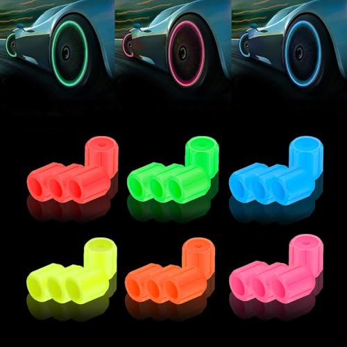 DAYKET 24 Stück Auto Leuchtende Ventilkappen Auto für Hyundai I30 I30N N Line, Fluoreszierende Reifenventilkappen, Ventilschaftabdeckung Leuchtend
