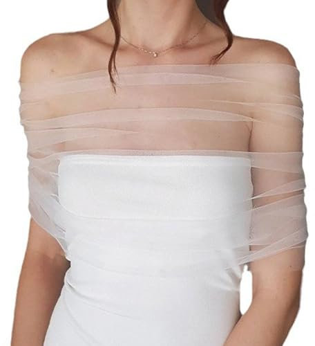 Stola Damen Umschlagtücher Brautstola Weiß Brautumhang Spitze Tüll Cape Verstellbar Schalwickel Braut Bolero Capelets Abend Cape Festlich Schultertuch für Hochzeit Abendparty