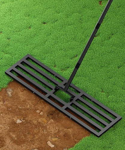 Tigerden 111,8 x 25,4 cm Rasen-Nivellierrechen, verbessertes Rasen-Nivellierwerkzeug, robuste verstärkte Verbindung, Gartenrechen mit verstellbarem langem Griff, Bodennivellierer für Hof, Glättung von