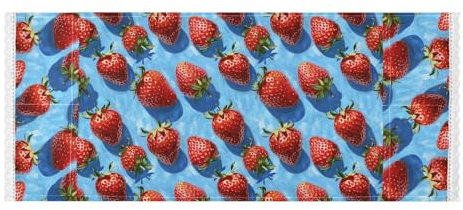 Peinture à l'huile avec bords en dentelle de fraises rouges pour lave-linge et sèche-linge avec sac latéral, housses réutilisables pour lave-linge et sèche-linge - Convient à la plupart des machines à