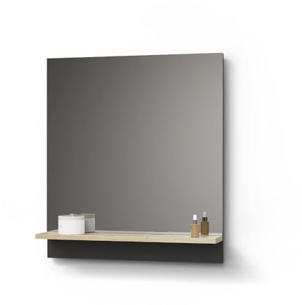 Livinity Badspiegel Timavo, Anthrazit, 60 x 67 cm mit Regal