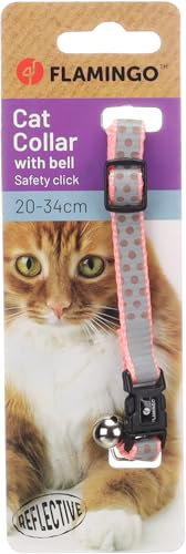 Flamingo Collier Réfléchissant Minx Rose Saumon avec Clochette pour Chat | Taille réglable 20-34cm