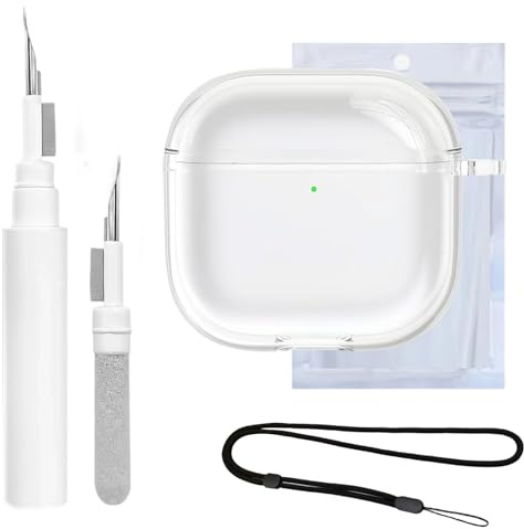 GIFANEO Transparent Hülle für Airp-ods 4 (2024) Mit Reinigungsstift,Generation mit Reinigungsset,Schutzhülle kompatibel mit Ap-ple Air-pods 4 mit Handschlaufe,Weiche TPU-Schutzhülle