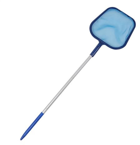Eventerde Épuisette de Piscine avec Barre - Petite épuisette de Piscine - Maille Fine - Attrape-Feuilles avec Longue Tige télescopique - Bord de Pelle - Accessoire de Piscine