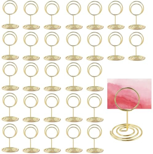 30 Stück Goldene Tischkartenhalter mit Klammern,Fotohalter,Menükartenhalter&Memohalter,Stabile Halterung für Tischkarten,Fotos und Namenskarten bei Hochzeiten,Partys und festlichen Anlässen