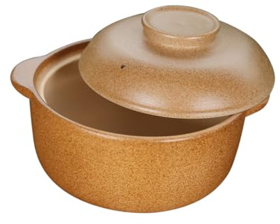 Veemoon Marmite en Céramique 1,6 L Cocotte Couvercle Cuisson à Basse Température Ustensile Cuisine pour Mijoter Soupe et Ragoût Usage Quotidien