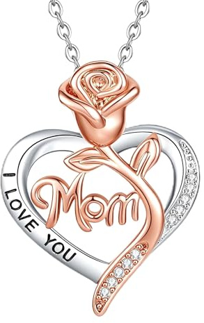 INFUSEU Herzform Halskette mit Mutter und Kind Anhänger Muttertagsgeschenk für Frauen Freundin Mutter Liebevolle Geschenkidee für Mamas