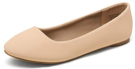 DREAM PAIRS Women's Sole-Simple Ballet Flat,Ladies' Ballerina Walking Flats Shoes for Comfort and Fashion Style,Size 7,Nude/Nubuck,Sole-Simple