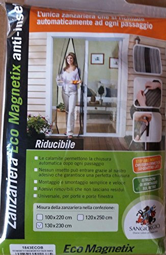 SAN GIORGI Tenda ZANZARIERA Magnetica Bianca con 18 Calamite 130 x 230 CM per Porta Balcone