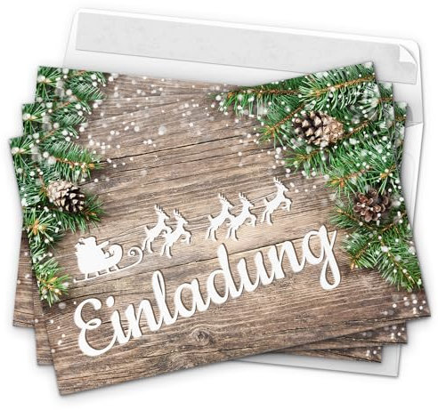 10 x Einladungskarten mit Umschlag zur Weihnachtsfeier/Motiv: Rustikale Tannen/Weihnachten/Christmas Party/Einladung/für Firmen