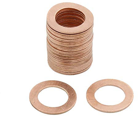 sourcing map 30stk 15mm Inner Kupfer Unterlegscheibe Auto eben Siegel Platte Dichtung Ring