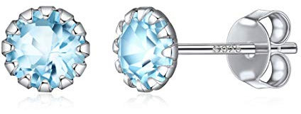 ChicSilver 925 Silber Birthstone Ohrstecker März Birthstone Ohrringe für Frauen kleine Ohrstecker mit hellblauen Steinen 925 Sterling Silber Boho Schmuck