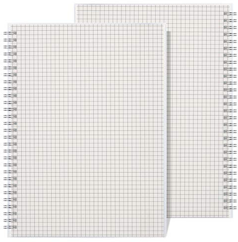 RETTACY Graph Paper Notizbuch, 2er-Pack, B5 Spiralraster, Notizbuch mit 160 Seiten pro Packung, 19,3 cm × 25,4 cm, mittlere Größe, 100 g/m² dickes Papier, flexibler Kunststoffeinband, für Studenten,