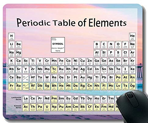 Tabla periódica de Elementos Gaming Mouse Pad Custom, Beach Pier Pink Alfombrillas de ratón temáticas con Borde Cosido
