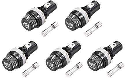 sourcing map Sicherungshalter mit Schraubverschluss, Wechselstrom 125 V/15 A, 250 V/10 A, mit 5 x 20 mm Glassicherungen, 5 Stück