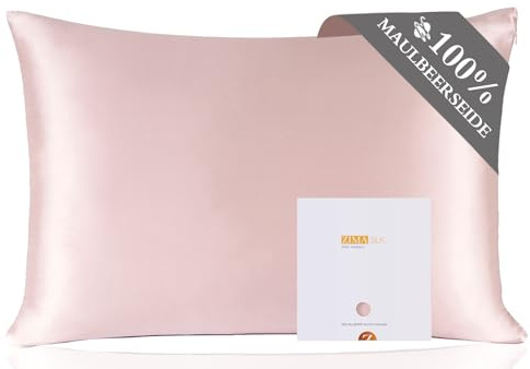 ZIMASILK Seidenkissenbezug 40x80 cm aus 100% Maulbeerseide, 19 Momme | Doppelseitiger Seiden-Kopfkissenbezug aus reiner Seide, für Haare und Haut, mit Reißverschluss, 1 Stück, Lotos