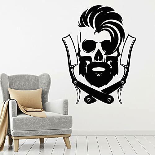 Decalcomanie Da Muro In Vinile Strumenti Da Barbiere Barbiere Taglio Di Capelli Rasato Adesivi Camera Finestra Porta Decorazione Murale 57X76 Cm