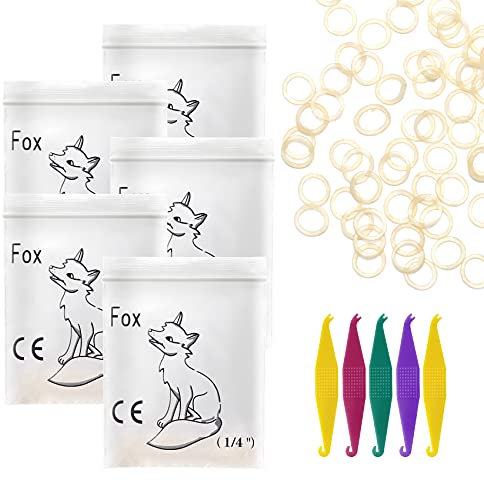Annhua Orthodontic Elastic Bands 500 Pcs Braces Bands with 5 Pcs Placers, Rubber Dental Elastics for Teeth Gap, Braces, and Crooked Teeth (Fox 1/4'' 4.5OZ)