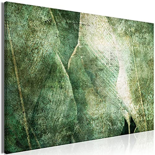 decomonkey Akustikbild Abstrakt 120x80 cm 1 Teilig Leinwand Modern Bilder Wandbilder XXL Schallschlucker Schallschutz Akustikdämmung Wandbild Deko Leise Modern Pflanzen Laub Grün