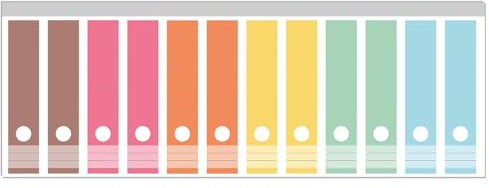 Wallario Ordnerrücken Sticker Regenbogen in Pastelltönen - Rückenschilder für 12 breite Ordner, Klebeetiketten