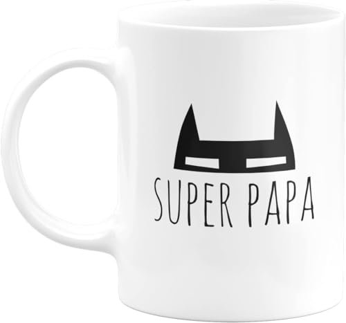 quotedazur Mug Super Papa - Humour Tasse Papa Cafe Cadeau Rigolo Original Humoristique Fun à Message Pour Homme - Idée Cadeau Fêtes Des Pères Noel Blanc Céramique
