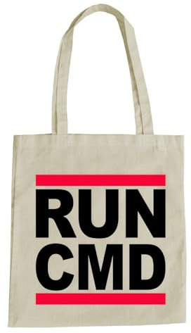 Run Cmd Baumwolltasche - Informatik Dos Computer Eingabeaufforderung PC Admin Natural
