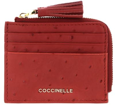 Coccinelle Leder Kartenetui Tassel Ostrich Credit Card Holder Acero dunkelrot