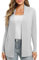 EXCHIC Femmes Décontractée Manche Longue Tricoté Cardigan Poids Léger À l'aise Avant Ouvert Manteau Chandails Longs avec Poches(XL, Gris Clair)