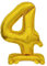 NEU Folienballon Geburtstagszahl Luft & Helium Mini Zahl 4 mit Standfuß Gold, ca. 38 cm