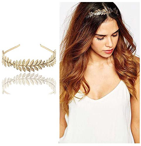 Dervivea Boho Blätter Haarreif Stirnband Goldblatt Zweig Stirnbänder Hochzeit Braut Blatt Kopfbedeckung Vintage Griechische Göttlichkeit Stirnband Haarreif Dekorative Haarschmuck Für Frauen