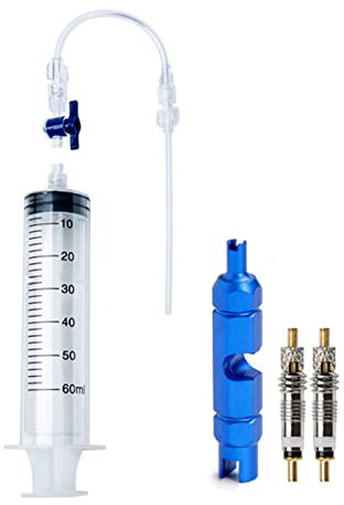 Fahrrad Tubeless Dichtmittel Injector,Tubeless Reifendichtmittel Spritze,Fahrrad Tubeless Sealant Injector Spritze,Fahrrad Ventilwerkzeug Spritze,mit Presta Valve Core Removal Tool,60ml,1 Satz
