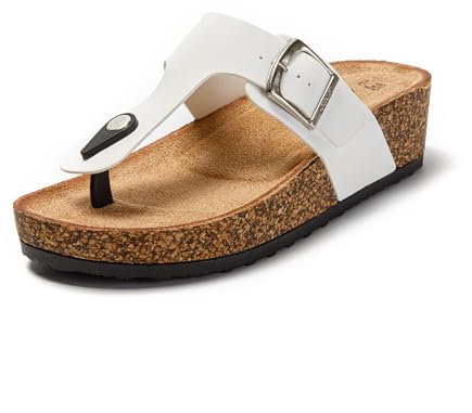JOMIX Sandales Femme Mules Femmes Chaussons d'été Tongs Femme Claquette Femme Réglable d'été Confortables pour Maison Piscine Plage (Blanc, 36)